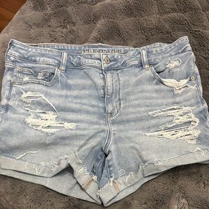 American Eagle Outfitters Women's Light Blue Distressed Shorts